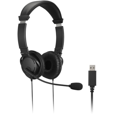 Kensington Classic Headset with Mic and Volume Control - Stereo - USB Type A - Wired - Over-the-head - Binaural - Ear-cup - 6 ft Cable - Noise Cancelling Microphone - Noise Canceling - Black & INLINE CTRL 