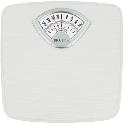BIOS Living Retro Mechanical Scale - 280 lb (127005.86 g) / 279.99 lb (127000 g) Maximum Weight Capacity - White, Chrome 280 LBS CAPACITY SOLID STEEL CONSTRUCTION
