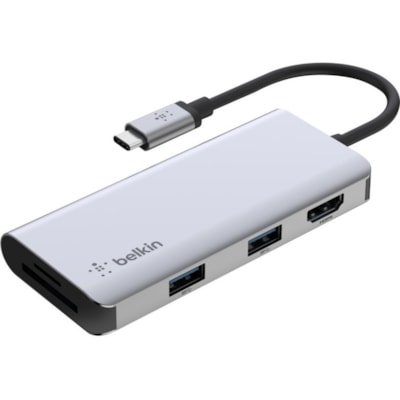 Station d'accueil Connect USB Type C pour Notebook - Lecteur de carte mémoire - SD, microSD - Portable Belkin - pour Notebook - Lecteur de carte mémoire - SD, microSD - USB Type C - 4K - 3840 x 2160 - 3 x Ports USB - 2 x Ports USB Type-A - USB Type-A - 1 x Ports USB Type-C - USB Type-C  