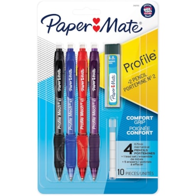 Paper Mate Profile Mech Mechanical Pencil - 0.7 mm (0.03") Black Lead - HB/#2 - Assorted Barrel - 4 / Pack  
