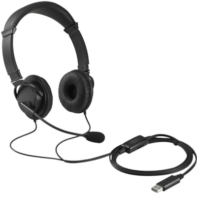 Kensington Classic Headset with Mic and Volume Control - Stereo - Mini-phone (3.5mm) - Wired - Over-the-head - Binaural - Ear-cup - 6 ft (1.83 m) Cable - Noise Cancelling Microphone - Noise Canceling - Black IC AND VOLUME CTRL ROL