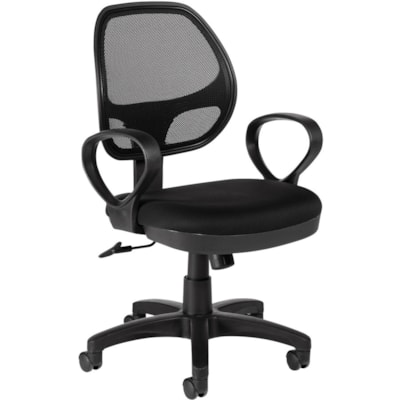 Global Geo Mesh Back Tilter - Black Mesh Fabric Seat - Black Mesh Back - Low Back - 5-star Base - Armrest - 1 Each LOW BACK MESH BACK 