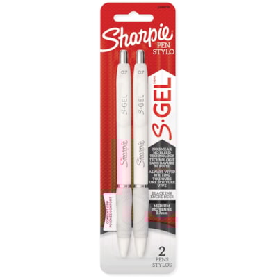 Sharpie - Stylo S-Gel - 0,7 mm (0,03 po) Moyenne Pointe de stylo - Rétractable - Ink Noir - Barrel Blanc - 2 / emballage BLK INK 