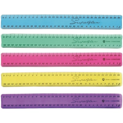 Westcott Superflex Ruler 30cm Translucent Assorted Colours - 30 cm Length - Metric Measuring System - Vinyl, Plastic - Yellow, Pink, Blue, Green, Purple ULTRA FLEXIBLE VINYL TRANSUCENT COLOURS