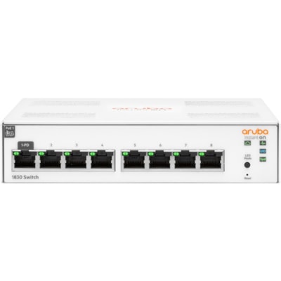 HPE Instant On 1830 8G Switch - 8 Ports - Manageable - Gigabit Ethernet - 10/100/1000Base-T - 2 Layer Supported - 5.90 W Power Consumption - 13 W PoE Budget - Twisted Pair - PoE Ports - Table Top, Wall Mountable, Under Table, Surface Mount, Desktop - Lifetime Limited Warranty  