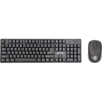 Manhattan Wireless Keyboard And Optical Mouse Set - USB 1.1 Wireless RF - English - Black - USB 1.1 Wireless RF Mouse - Optical - 1600 dpi - Scroll Wheel - Black - AAA, AA - Compatible with Computer for Windows, Mac OS - Retail d Optical Mouse Set One 2.4 GH z USB-Dongle Connect