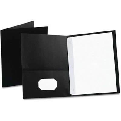 Oxford Letter Pocket Folder - 8 1/2" (215.90 mm) x 11" (279.40 mm) - 85 Sheets Capacity - 3 Fastener(s) - 1/2" (12.70 mm) Fastener Capacity - 2 Inside Front & Back Pocket(s) - Leatherette - Black - 1 / Each LETTER 