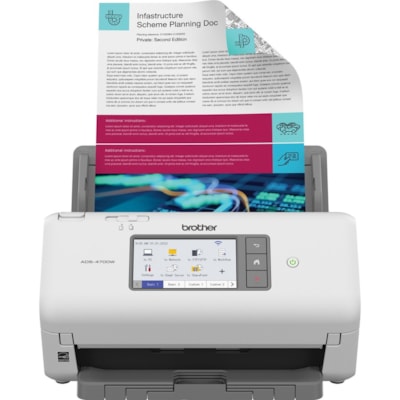 Brother - Numériseur à défilement ADS-4700W - 600 x 600 dpi Optique - 48 Bits Couleur - 40 ppm (Mono) - 40 Page(s) Par Minute (mode Couleur) - Numérisation recto-verso - USB  