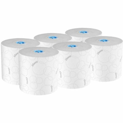 Kleenex - Essuie-tout 54471 - 2 Plilongueur de 500 pi (152,40 m) - 500 Feuilles/Rouleau - 1,75 po (44,45 mm) Matériau - Blanc - Papier - 6 / Étui BLUE CORE 