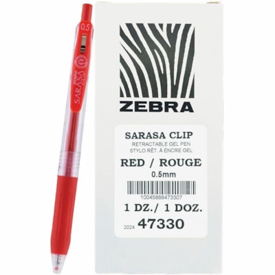 Zebra Pen Sarasa Clip Gel Retractable 0.5mm Red Dozen - 0.5 mm (0.02") Fine Pen Point - Retractable - Red Ink - Water Based - Red, Translucent Barrel - 1 Each FINE POINT (0.5MM) 