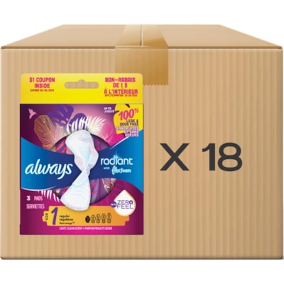 Always Radiant Sanitary Napkin - 18/Pack - 18 / Box F1P TRIAL 