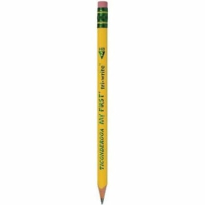 Ticonderoga My First Tri-Write Pencils - w/ Eraser - Graphite Lead - HB, #2 - Yellow Wood Barrel - 36 / Box 36 COUNT BOX 