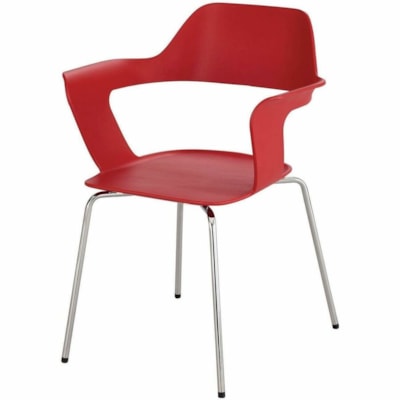 Safco - Chaise 4275RD - Polypropylène Seat Material - Polypropylène, Plastique Back Material - Frame Color Argenté - Rouge - Polypropylène - Accoudoir RED 