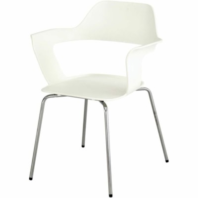 Safco - Chaise 4275WH - Polypropylène Seat Material - Polypropylène, Plastique Back Material - Frame Color Argenté - Blanc - Polypropylène - Accoudoir WHITE 