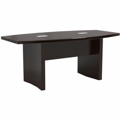 Safco Aberdeen 72" Boat-Shaped Conference Table, Mocha - Material: Medium Density Fiberboard (MDF), Laminate, Wood - Finish: Mocha, Laminate - Durable, Cable Management, Grommet, Modesty Panel, Abrasion Resistant, Stain Resistant - For Conference Table MAYLINE GROUP MOCHA