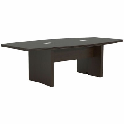 Safco Aberdeen 96" Boat-Shaped Conference Table, Mocha - Material: Medium Density Fiberboard (MDF), Laminate, Wood - Finish: Mocha, Laminate - Durable, Cable Management, Grommet, Modesty Panel, Abrasion Resistant, Stain Resistant - For Conference Table MAYLINE GROUP MOCHA