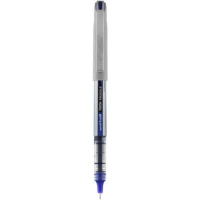 Uni-Ball Vision Needle Rollerball Pen - 0.7 mm (0.03") Fine Needle Pen Point - Blue Ink - Liquid - Silver, Gray Barrel - 1 / Each VISION NEEDLE 