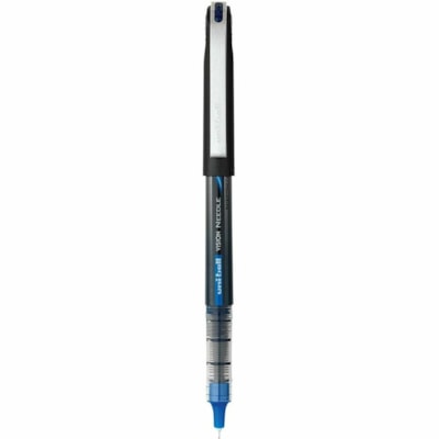 Uni-Ball Vision Needle Rollerball Pen - 0.5 mm (0.02") Micro Pen Point - Blue Ink - Liquid - Black Barrel - Stainless Steel Tip - 1 Unit VISION NEEDLE 