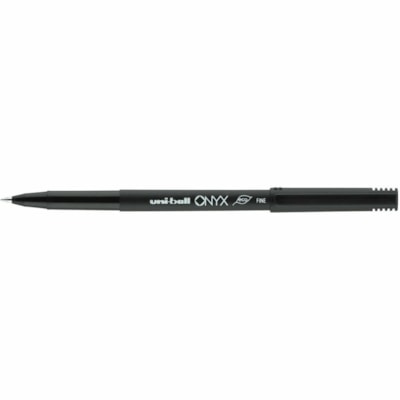 Uni-Ball Onyx, Rollerball Pen - 0.7 mm (0.03") Pen Point - Black Ink - Metal Tip - 12 / Box  