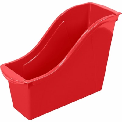 Storex Small Book Bin, Red - Sturdy, Handle - Red RED 