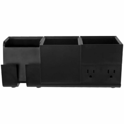 Bostitch Konnect Stackable Desk Organizer + Power Station, 4-Piece, Black - Stackable, Modular, USB Hub, Cable Management, Non-slip Feet, Non-skid Base - Rubber, Plastic - 1 DESK ORGANIZER & POWER BASE BLACK