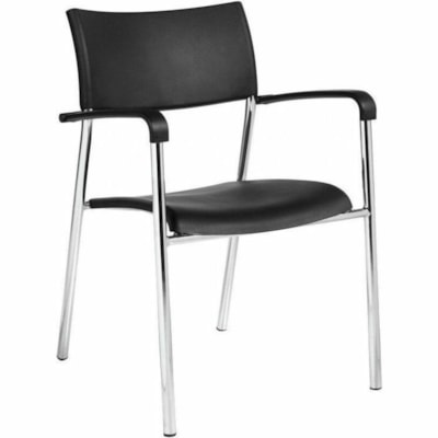 Offices To Go - Chaise Dori 2 OTG1220B - Seat Color Noir - Polypropylène Seat Material - Back Color Noir - Polypropylène Back Material - Frame Color Chrome - Acier Frame Material - Quatre pieds Base - Accoudoir FAUTEUIL EMPILABLE POLYPROPYLèNE  NOIR
