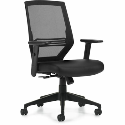 Offices To Go Kaysee | High Back Tilter - Black Luxhide, Bonded Leather Seat - Black Back - High Back - 5-star Base - Black - Mesh, Luxhide BLACK FABRIC 