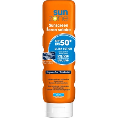 SunZone SPF 50+ Sunscreen Lotion 325 mL - 025453 - Lotion - 325 mL - SPF 50+ - Applicable on Body - Outdoor, Body - Sweat Resistant, Water Resistant, Non-greasy, Non-comedogenic, Phthalates-free, Paraben-free, Hypoallergenic, UVA Protection, UVB Protection, Oxybenzone-free - 1 Each FRAGRANCE FREE LOTION TUBE - 325ML