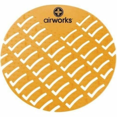 AirWorks Urinal Screen - Lasts upto 30 Days - Odor Neutralizer, Clog Remover, Translucent - 10 / Box - Orange CITRUS GROVE  10/CS 