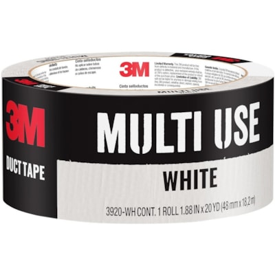 3M Duct Tape - 20 yd (18.3 m) Length x 1.88" (47.8 mm) Width - White - 1 Roll 1.88"X20YD (48 MM X 18.2 M) 12 RLS/CASE