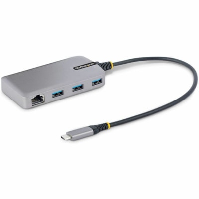 StarTech.com 3-Port USB-C Hub with Ethernet, 3x USB-A Ports, GbE, 5Gbps, Bus-Powered, 1ft/30cm Cable, Portable USB Type-C Expansion Hub - Portable Bus-Powered USB-C Expansion Hub/Gb Ethernet Adapter (WoL/Jumbo Frames/V-LAN Tagging) for laptop/desktop - 3-Port USB-A 3.2 Gen 1 5Gbps - USB ports provid  PERP 