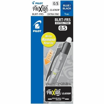 FriXion Clicker Rollerball Pen - 0.5 mm (0.02") Pen Point - Blue Ink - Blue Barrel - 12 / Box CLKR EX-FINE REFILLABLE 