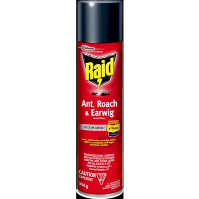 Raid Ant, Roach And Earwig Insect Killer - Kills Fleas, Spider, Centipede, Bed Bug, Silverfish, Crickets, Ants, Earwig, Cockroaches - 1 Each RTU  350G SPRAY CAN 