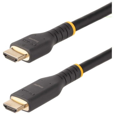 StarTech.com 10m (30ft) Active HDMI Cable, HDMI 2.0 4K 60Hz UHD, Rugged HDMI Cord w/ Aramid Fiber, Heavy-Duty High Speed HDMI 2.0 Cable - 30ft Active HDMI 2.0 Cable with Ethernet supports 4K 60Hz - Built-in amplifier - Directional cable with source/display labels - Heavy-duty 28AWG HDMI cord with TP  ADAP 