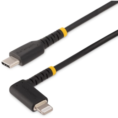 StarTech.com 3ft (1m) Durable USB-C to Lightning Cable, Right-Angled Heavy Duty USB Type-C to Lightning Charging/Sync Cord - 3ft USB Type-C to right angle Lightning charging cable for convenient peripheral connection - MFi Certified - Durable USB 2.0 Type-C to C94 Lightning cord with strain reliefs   CABL 
