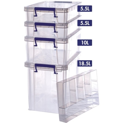 Bankers Box Storage Case - Polypropylene nus Pk 6 (1 x 18.5L 2 x 5.5L 1  x 10L + org tray)