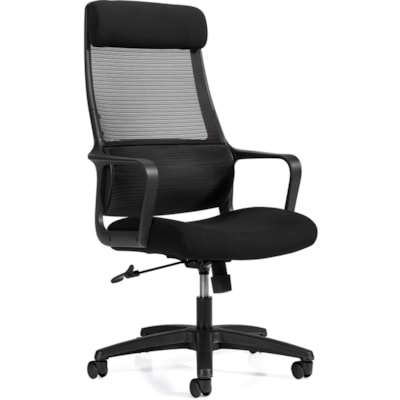 Offices to Go® Masi Mesh Chair - Fabric Seat - Mesh, Fabric Back - High Back - Black - Armrest MESH BACK  UPHOLSTERED SEAT BLACK MESH/FABRIC