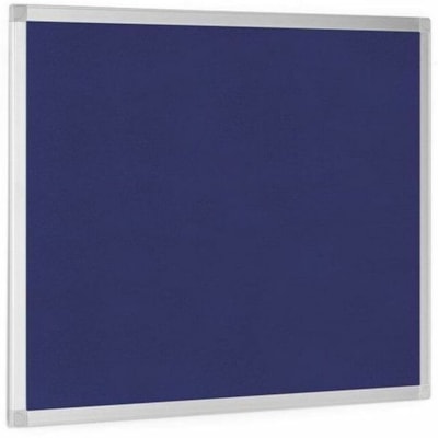 Merangue Ayda Blue Felt Bulletin Board, 36" x 48" - 36" (914.40 mm) Board Height x 48" (1219.20 mm) Board Width x 0.50" (12.70 mm) Board Depth - Blue Felt, Fabric Surface - Self-healing, Durable, Resilient - Silver Aluminum Frame - 1 / Unit BOARD SIZE: 36" X 48" ALUMINUM FRAME
