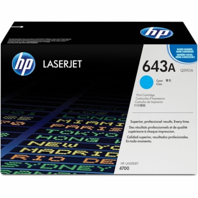 HP 643A (Q5951A) Original Standard Yield Laser Toner Cartridge - Single Pack - Cyan - 1 Each - 10000 Pages PAGE YIELD 