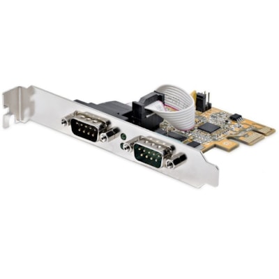 StarTech.com 2-Port PCI Express Serial Card, Dual Port PCIe to RS232 (DB9) Serial Card, 16C1050 UART, COM Retention, Windows & Linux - Connect serial RS232 (DB9) devices with this PC Serial Card. Supports 16C1050 UART - PCI Express serial card with LED activity lights - The UART PCIe supports 5/12V   CTLR 