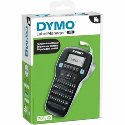 Dymo LabelManager 160 Portable Label Maker - Thermal Transfer - Label - 0.24" (6 mm), 0.35" (9 mm), 0.47" (12 mm) - Battery - Black - Handheld - QWERTY, Compact, Lightweight, Portable, Auto Power Off, English Layout Keyboard  