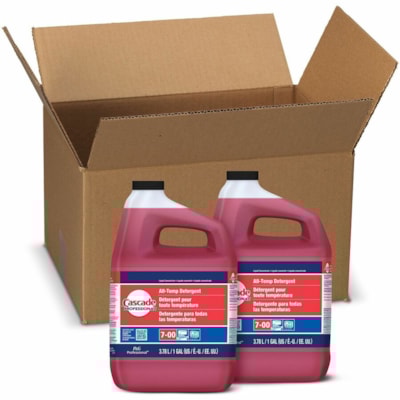 Cascade Professional All-Temp Detergent - For Dish - Concentrate - Liquid - 3.79 L - Phthalate-free, Triclosan-free, Alkylphenol-free, Anti-limescale, Heavy Duty - Red - 2 / Carton 3.78L  7-00  CLOSED LOOP 