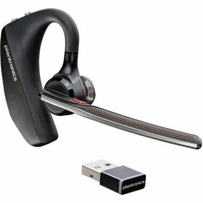 Poly Voyager 5200 UC USB-A Headset +BT600 Dongle TAA - Google Assistant, Siri - Mono - USB Type A - Wireless - Bluetooth - 98.4 ft - 32 Ohm - 100 Hz to 20 kHz - Over-the-ear, Earbud - Monaural - In-ear - Omni-directional, MEMS Technology, Noise Cancelling Microphone - Black   