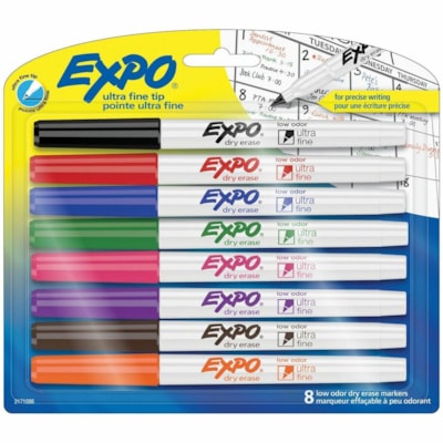Expo Ultra Fine Tip Low Odor Dry-Erase Markers - Ultra Fine Marker Point - Assorted Ink - 8 / Pack ULTRA FINE TIP ASSORTED COLORS