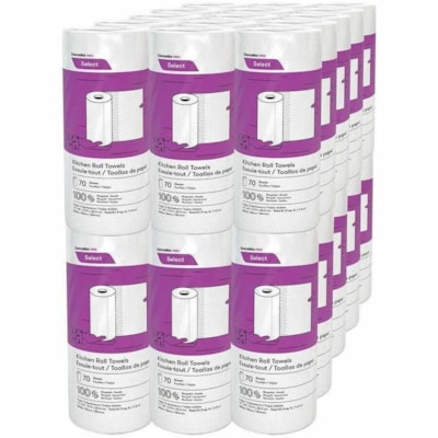 Cascades PRO Kitchen Roll Towel - 2 Ply - 70 Sheets/Roll - White - Fiber, Paper - 30 / Case 2 PLY  WHITE  30/CTN 100% RECYCLED  11" X 8" SHEET