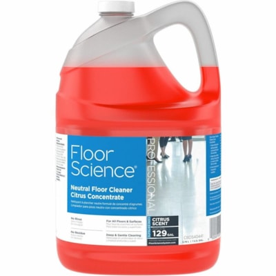 Diversey Floor Science Neutral Floor Cleaner Citrus Concentrate - For Multi Surface, Multipurpose - Concentrate - Liquid - 3.79 L - 7 pH - Citrus Scent - Rinse-free, Residue-free, Film-free, Low Foaming, Phosphorous-free - Orange - 4 / Pack  