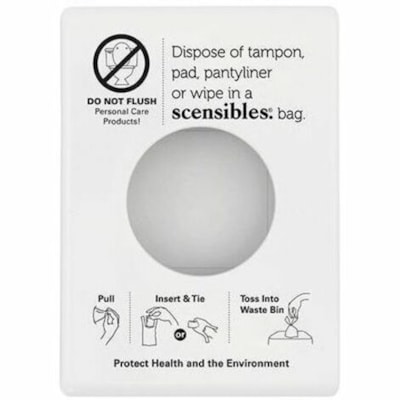 Hospeco Personal Disposal Bag Dispenser - 5.25" (133.35 mm) Height x 3.75" (95.25 mm) Width x 1" (25.40 mm) Depth - White - ABS Plastic - 1 Each PLASTIC 