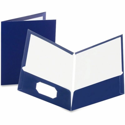 Esselte Letter Pocket Folder - 8 1/2" x 11" - 100 Sheet Capacity - 2 Pocket(s) - Paperboard - Dark Blue - 25 / Box LETTER 