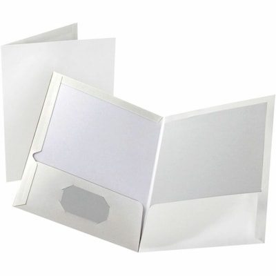 Oxford Letter Portfolio - 8 1/2" (215.90 mm) x 11" (279.40 mm) - 100 Sheets Capacity - 2 Pocket(s) - Paperboard - White - 25 / Box LETTER 