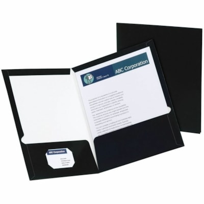 Oxford Letter Portfolio - 8 1/2" (215.90 mm) x 11" (279.40 mm) - 100 Sheets Capacity - 2 Pocket(s) - Paper - Black - 25 / Box LETTER 
